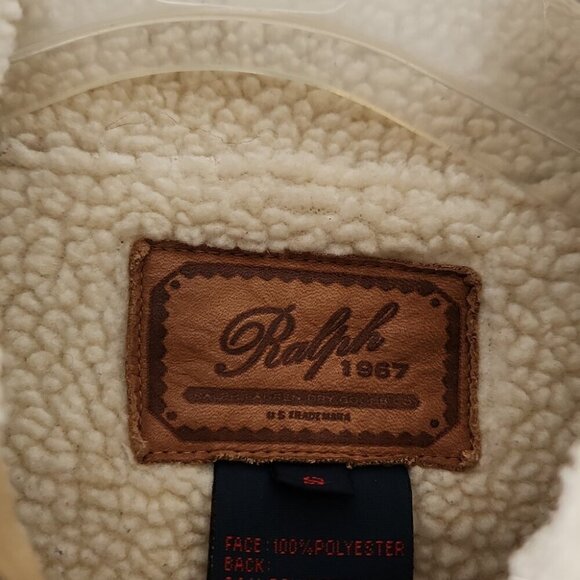 RALPH LAUREN | Vintage faux suede jacket shearling beige sz Small - Picture 5 of 5